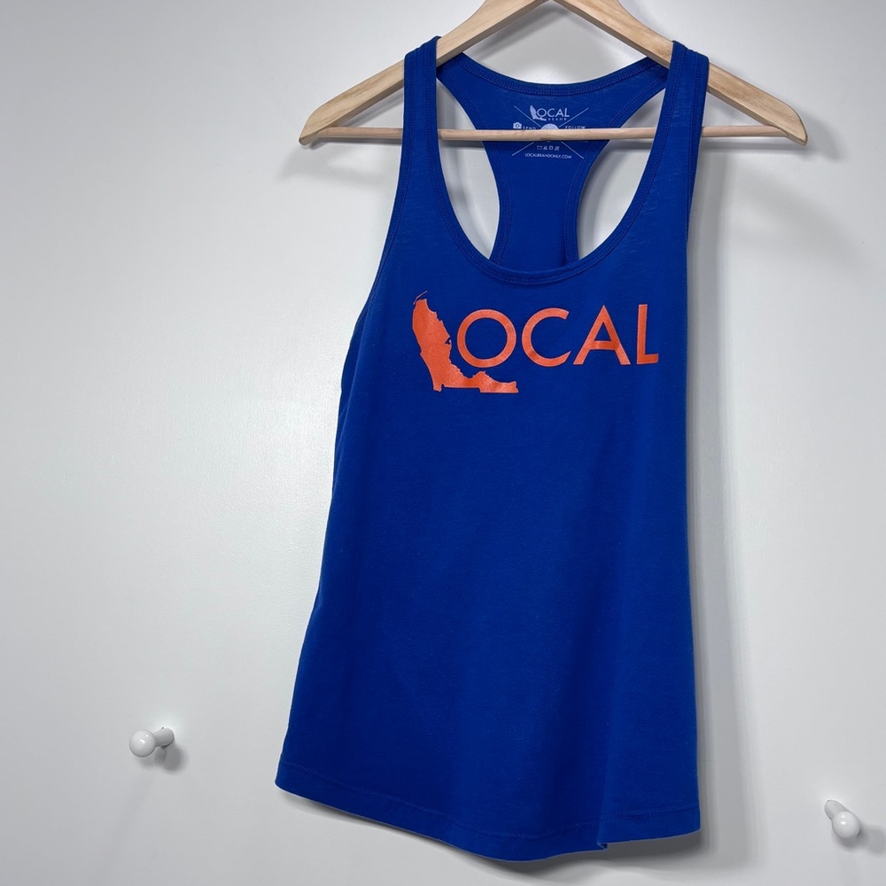 Local Florida Women’s Size M Race Back Tank Top Blue  Orange Cotton